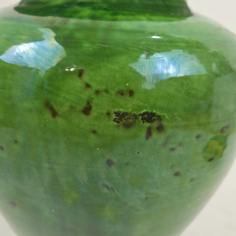 Signed Mid-Century Poterie Ravel Aubagne Green Glazed Terracotta 8
